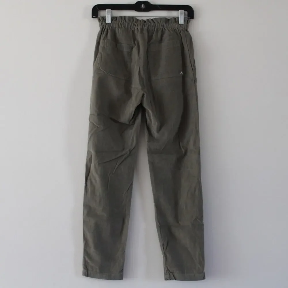 NWT Bonpoint Fetiche Green Straight Leg Paperbag Waist Corduroy Pants Trouser 12